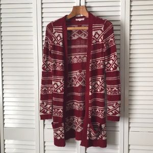 Pink Republic Aztec Style Long Cardigan